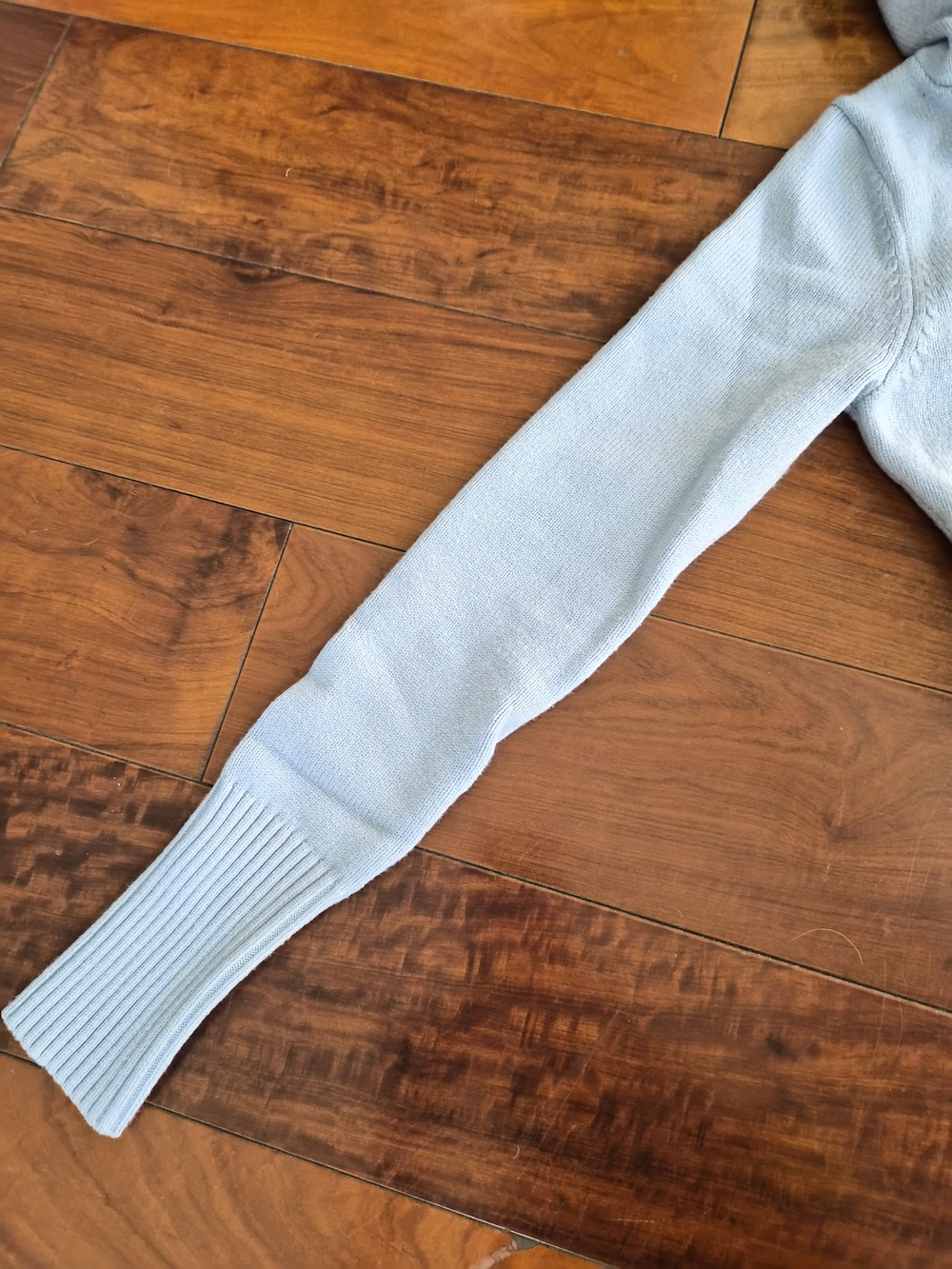Light Blue Knit Cropped Zip-Up Hoodie Size S (Fits Like a XS) - Picture 8 of 16